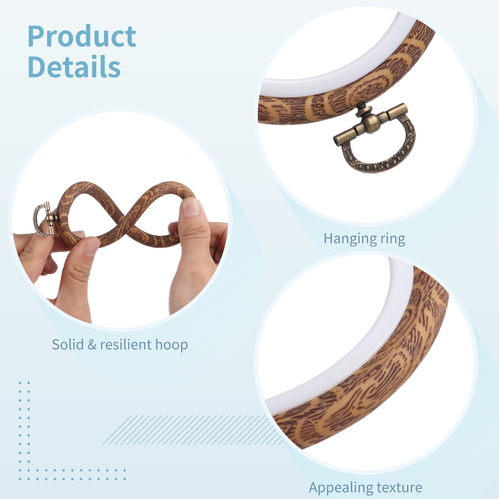15Pcs/Set Round Embroidery Hoops Circle Rubber Hoops Rings Embroidery Cross Stitch Frame Kits for Craft Sewing DIY Hanging