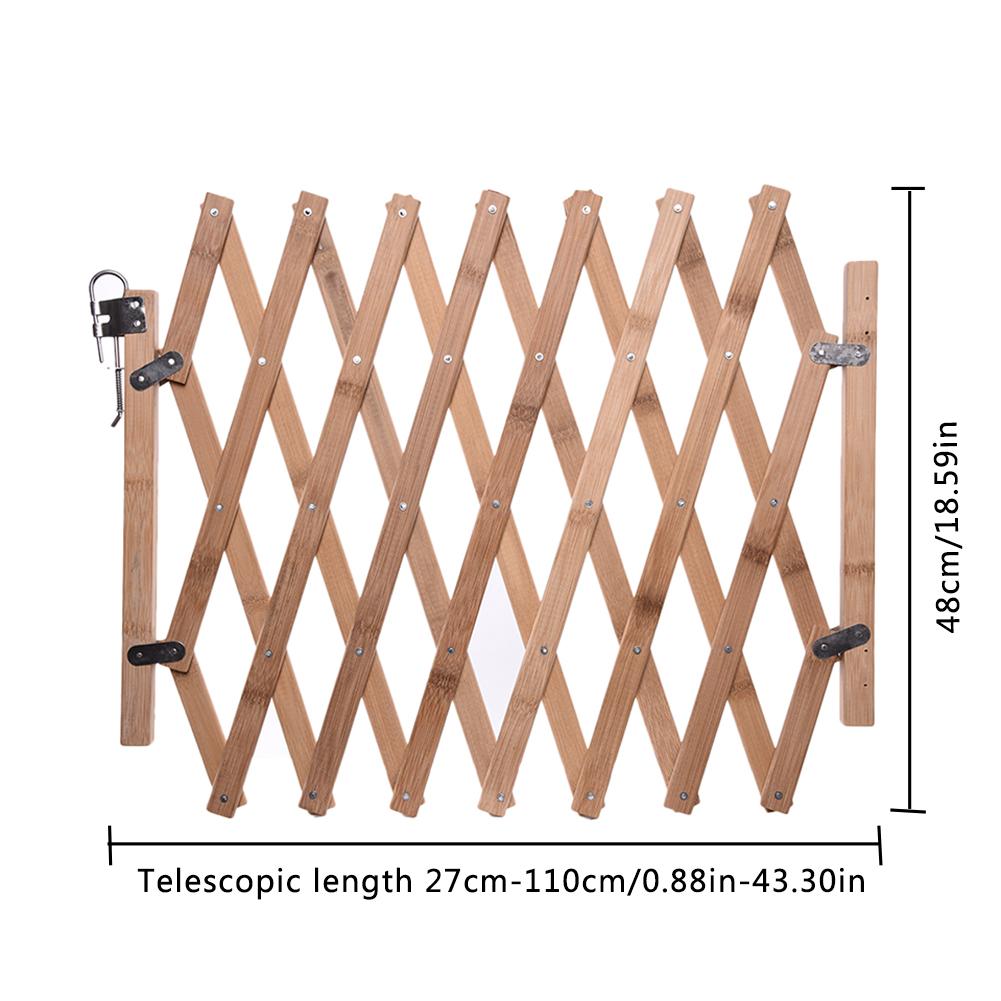 Wood Pet Isolation Fence Folding Pet Barrier Fence Dog Gate Bamboo Pet Fence Retractable Cat Dog Puppy Sliding Door Safety Gate