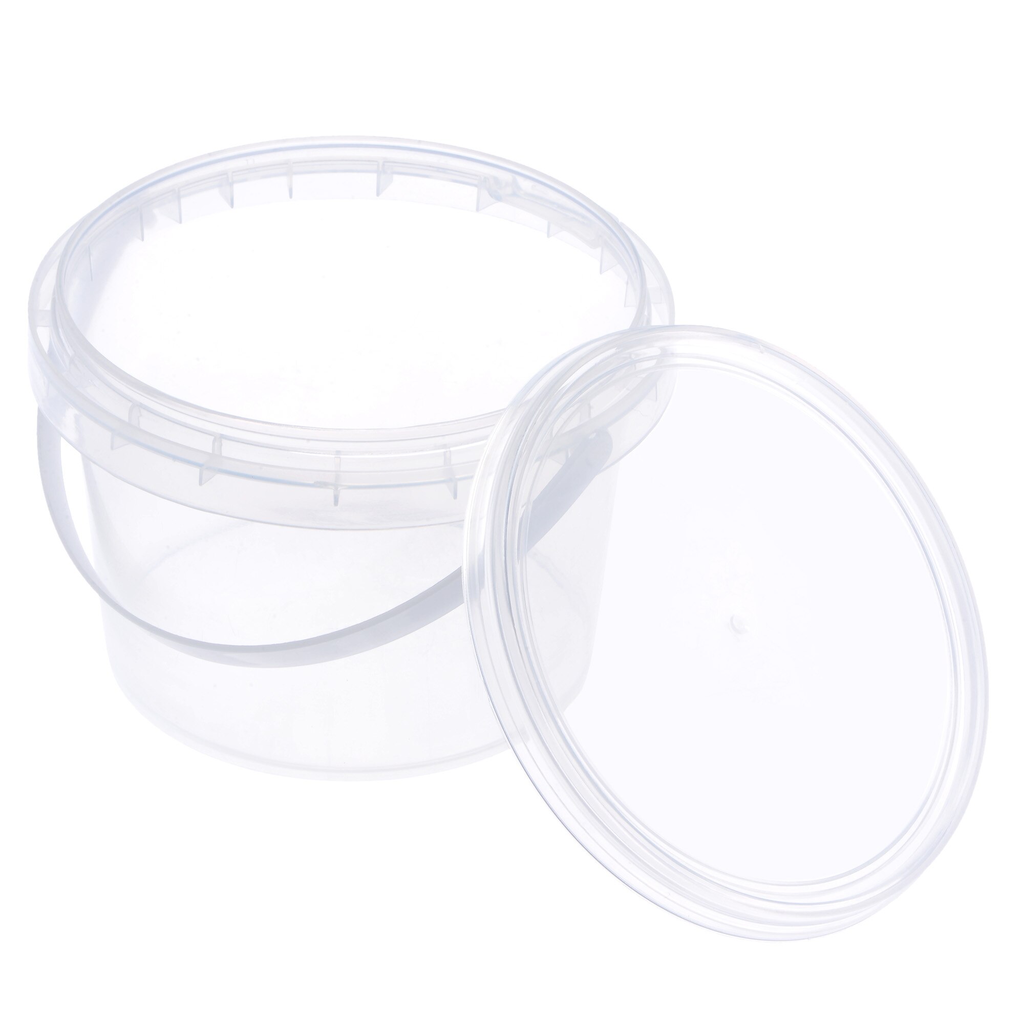 Uxcell-cubo de plástico para pintura, recipiente multiusos de 0,13 galones/500ml, taza de Pintura transparente con mango y tapa