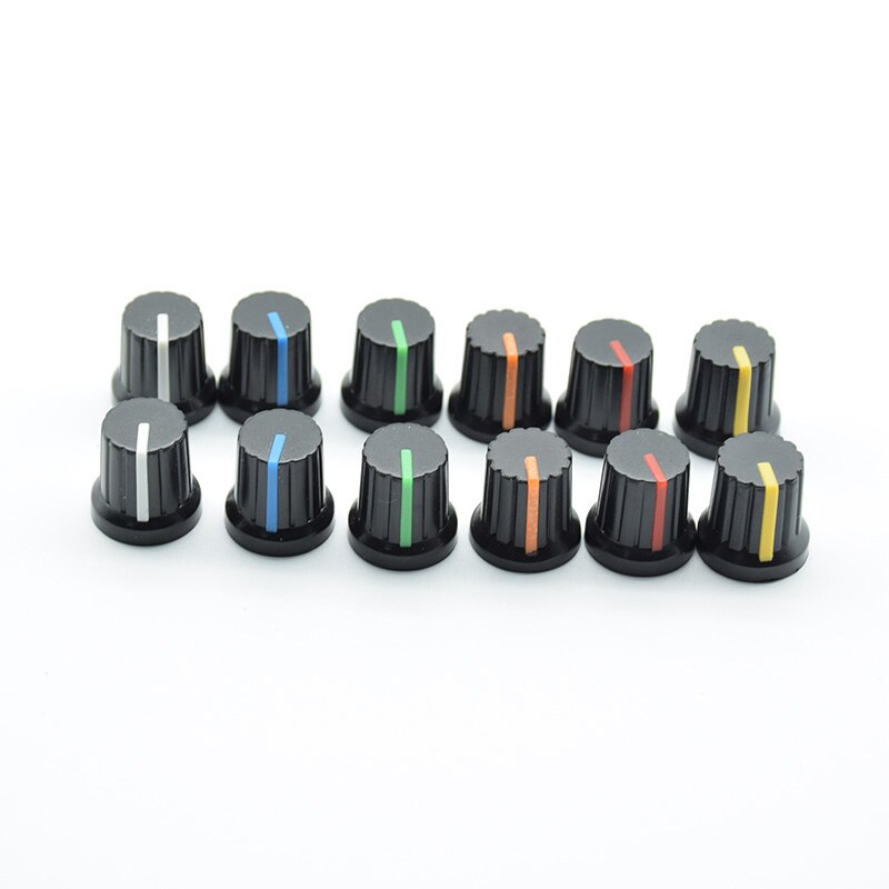 sourcing map 24 Pcs 6 mm Diameter Aluminium Round Potentiometer Rotary Knob Cap Black DE de