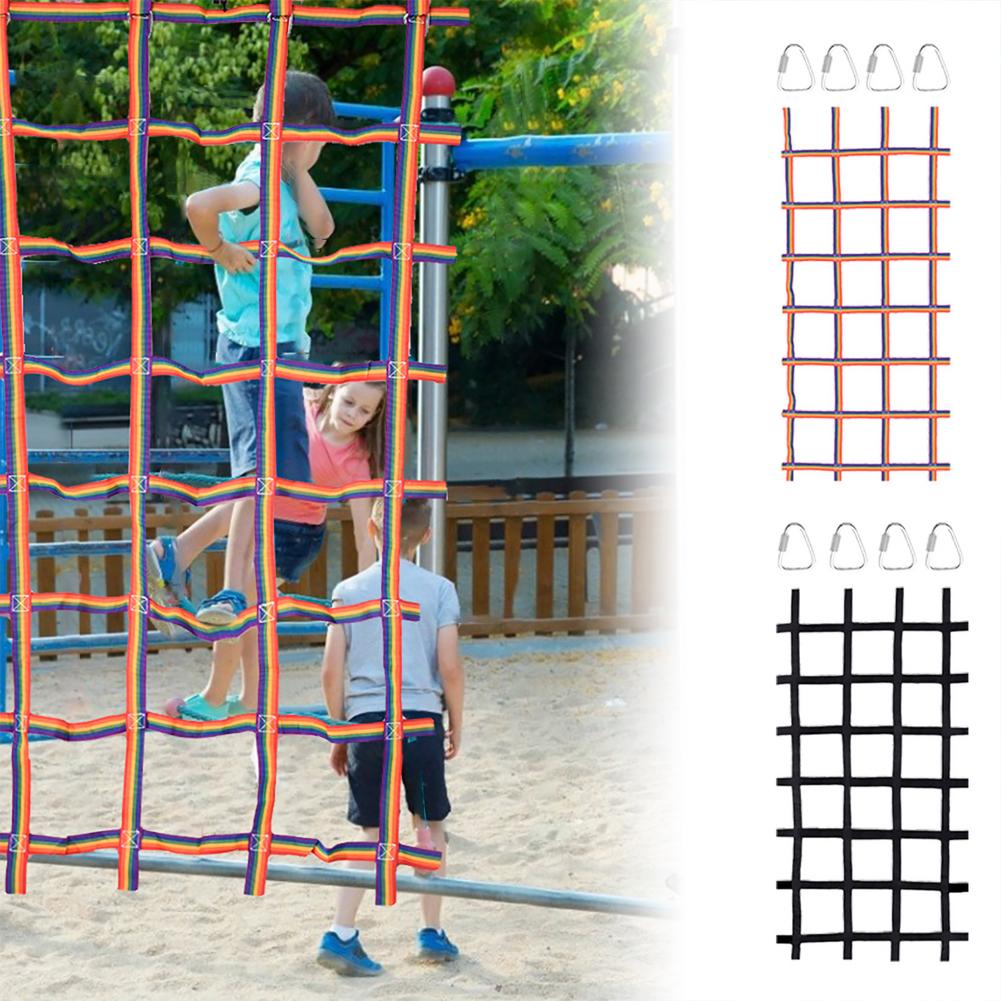 Red de escalada para niños al aire libre, Red de arcoíris para gatear, parque infantil de carga, red de carga física para niños