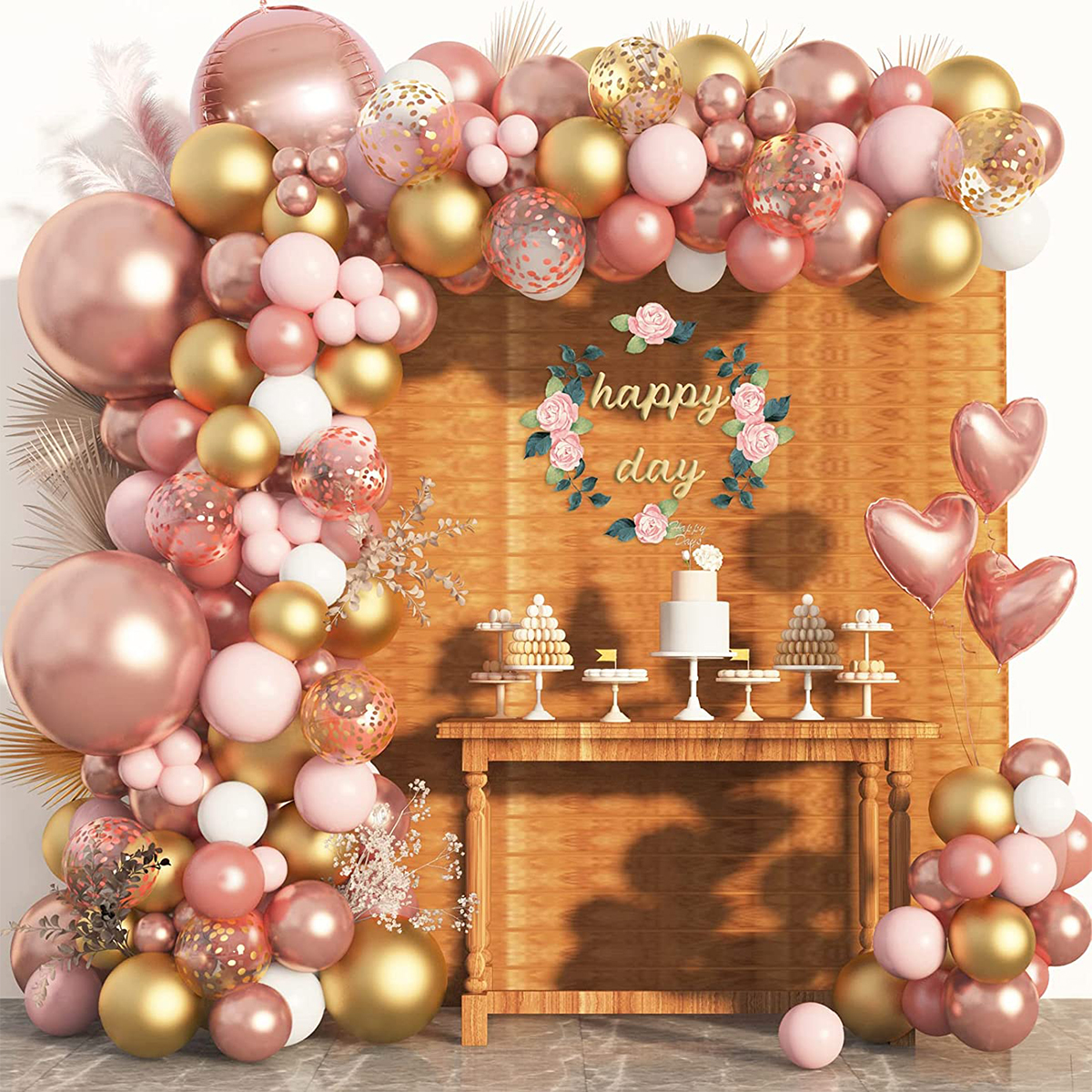 Zarte rosa Gold Ballon Girlande Bogen Bausatz Hochzeit Geburtstag Party Dekoration Erwachsene freundlicher Baby Dusche Dekor Ballon Hochzeit liefert