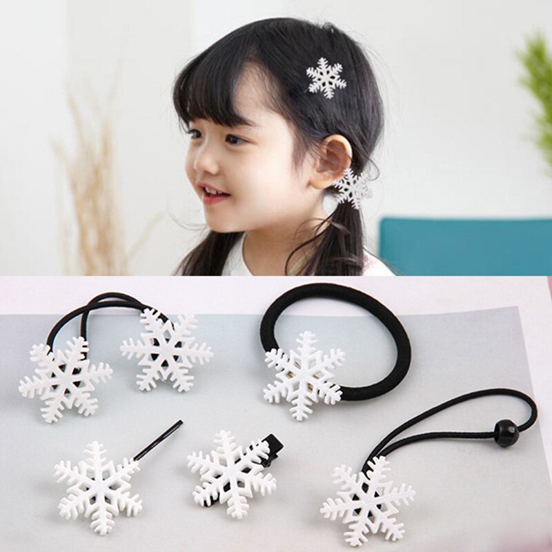 1 peças do Floco de neve Do Bebê Meninas Natal Faixa De Borracha Combinação de Grampos de cabelo Grampos de Cabelo Crianças Faixa de Cabelo Cabeça Corda Acessório de Cabelo Feliz