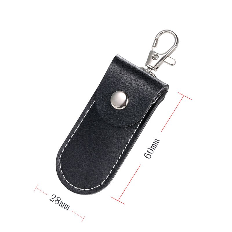 Universal USB Flash Leather Storage Protecter Black Portable Protective Cover With Key Ring rhodium lobster Clasp Clip Locker