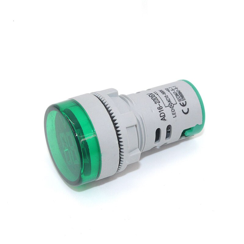 22mm led digital displaymåler volt spændingsmåler indikator signal lampe voltmeter lys tester combo måleområde 1-500v ac: Grøn