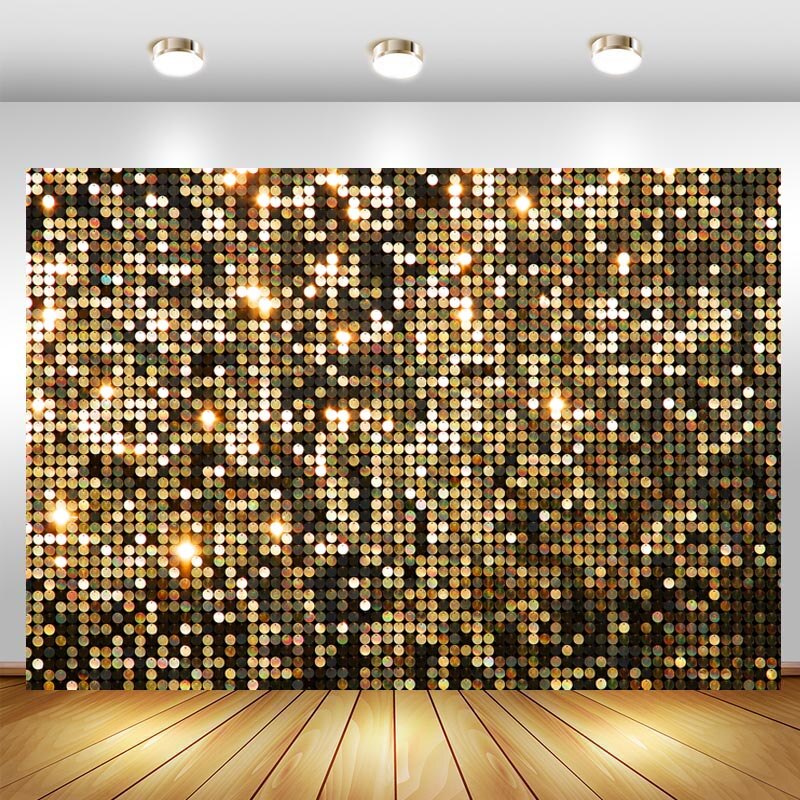 Gelukkige Verjaardag Achtergrond Disco Shining Gold Glitter Pailletten Volwassen Wedding Party Fotografie Achtergrond Voor Foto Studio Props