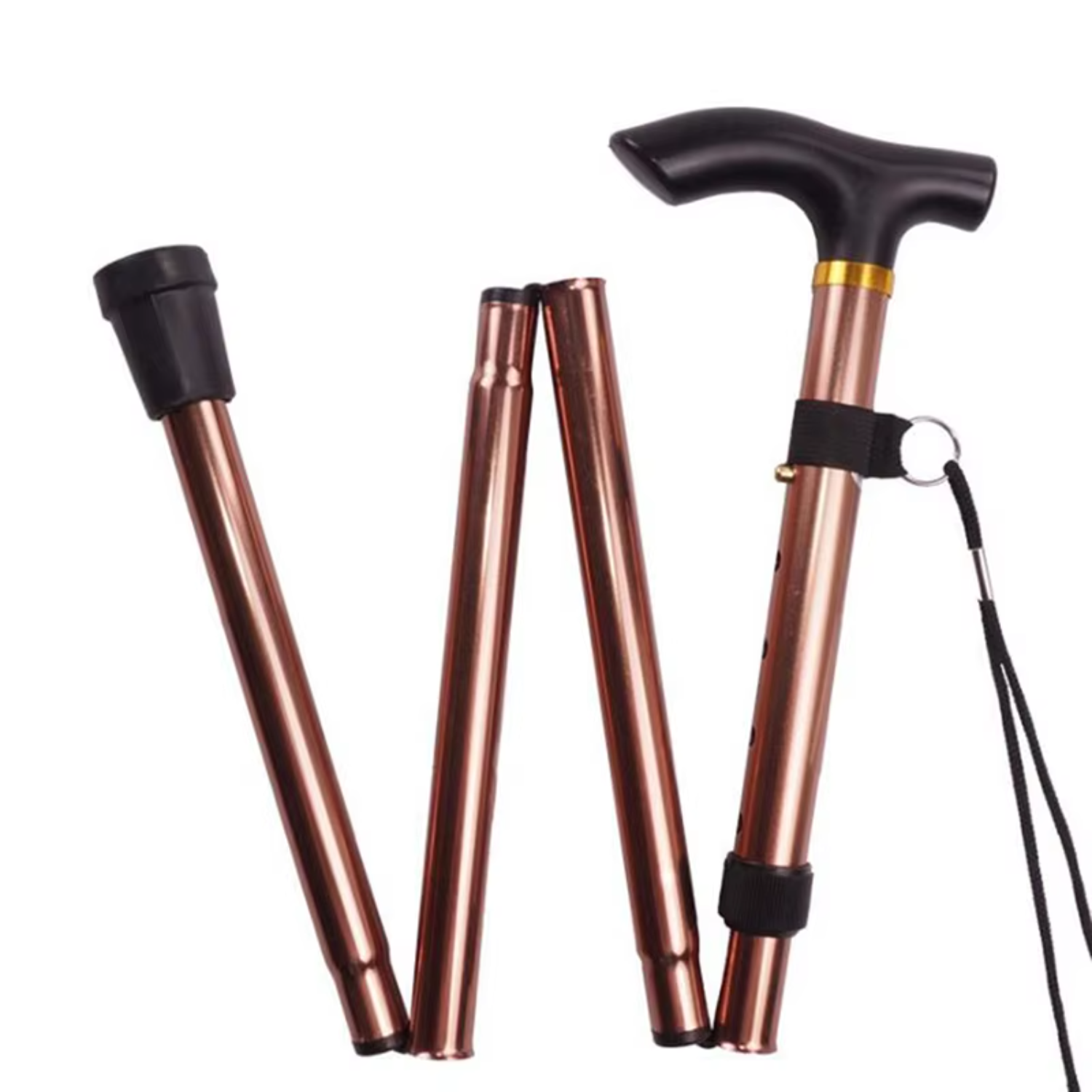 Bastón telescópico para senderismo, bastones de Trekking, bastón plegable de Metal de aleación de aluminio, muletas para personas mayores: Plata