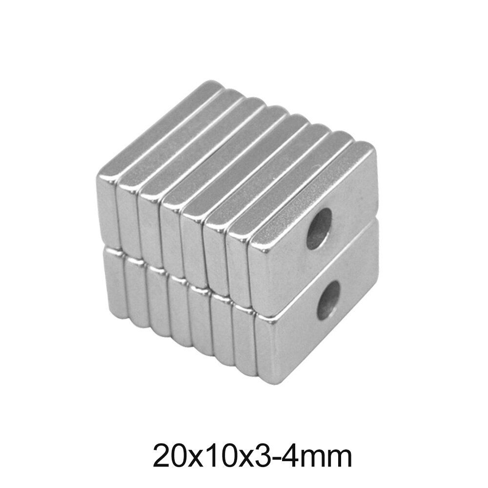 5 ~ 100 kpl 20 x 10 x 3-4 lohkoa voimakas magneetti 4mm -reikäinen irtotavaramagneetti 20 x 10 x 3mm-4mm vahvaa pysyvää ndfeb -magneettia 20*10*3-4 mm