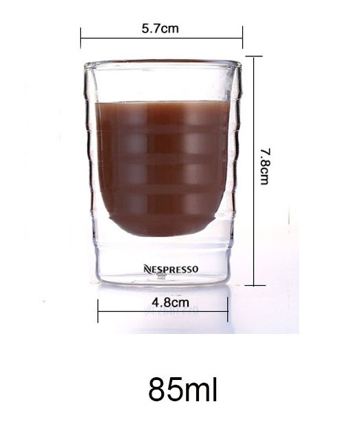 6 stk / sæt kaffekop caneca hånd dobbeltvægs glas te kopper valleprotein canecas nespresso kaffe espresso 85ml 150ml termisk kop: 85ml