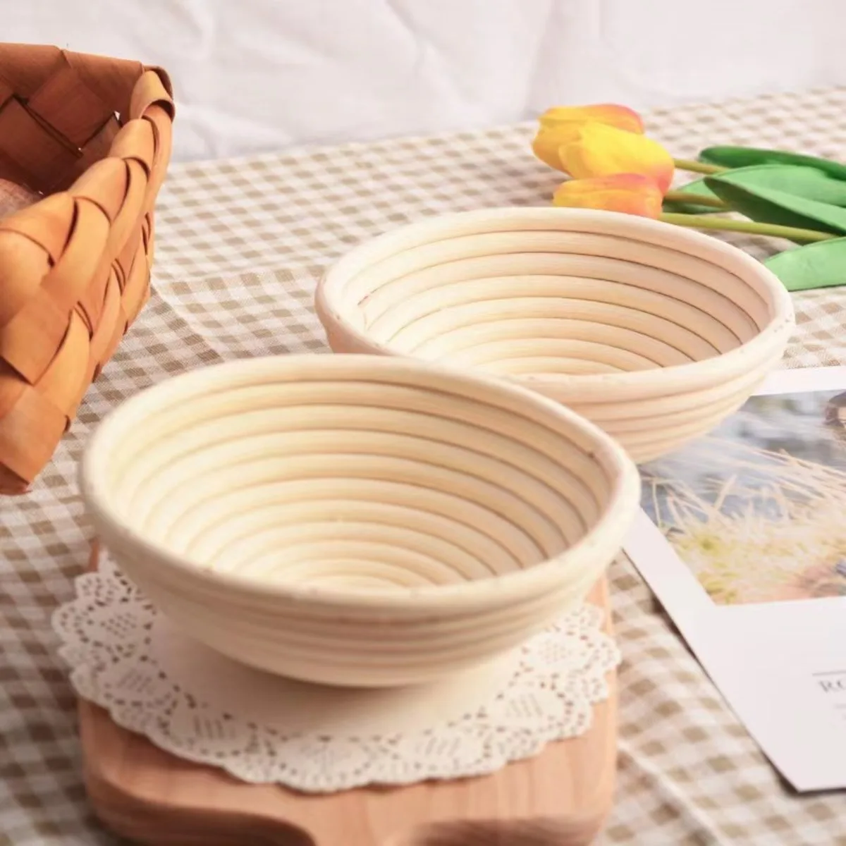 Bread Proofing Basket Sourdough Proofing Basket Round Proofing Bowls Handmade Rattan Baskets Liners Sourdough Bread Making Kit
