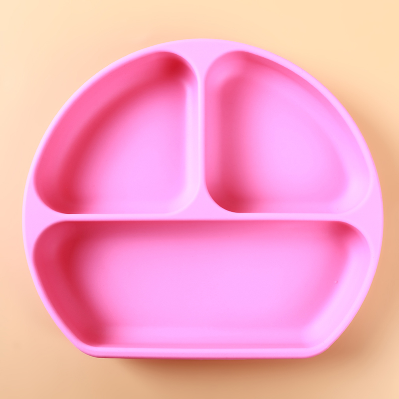 Plat de bébé Section créative pour enfants assiette en Silicone souriant avec ventouse forte plaque de nourriture en Silicone divisée collante