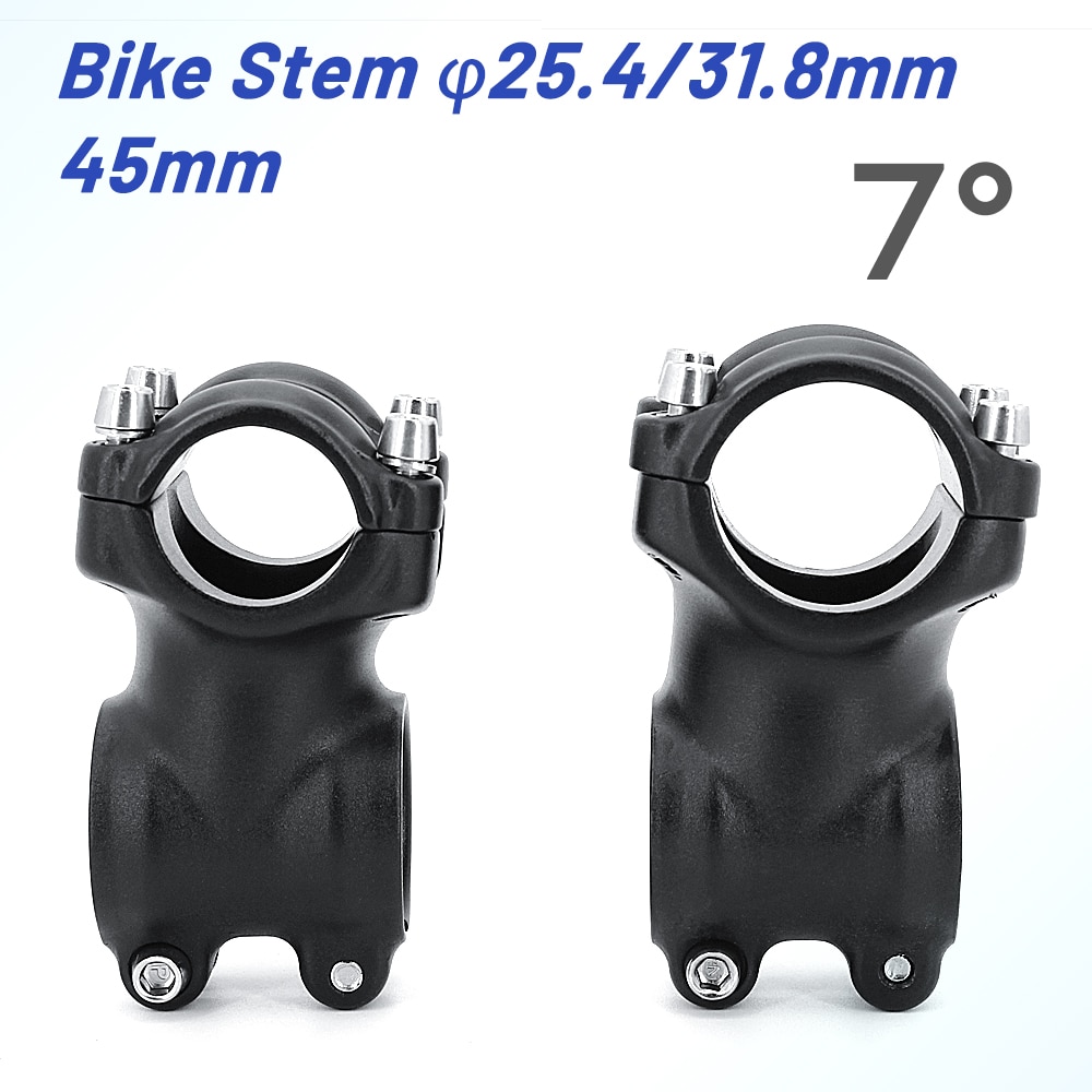 Mtb short stem 7 degree 45mm ultralight stem aluminium 25.4/31.8mm mountain road sykkelstamme matt stilk sykkelstamme sykkeldeler
