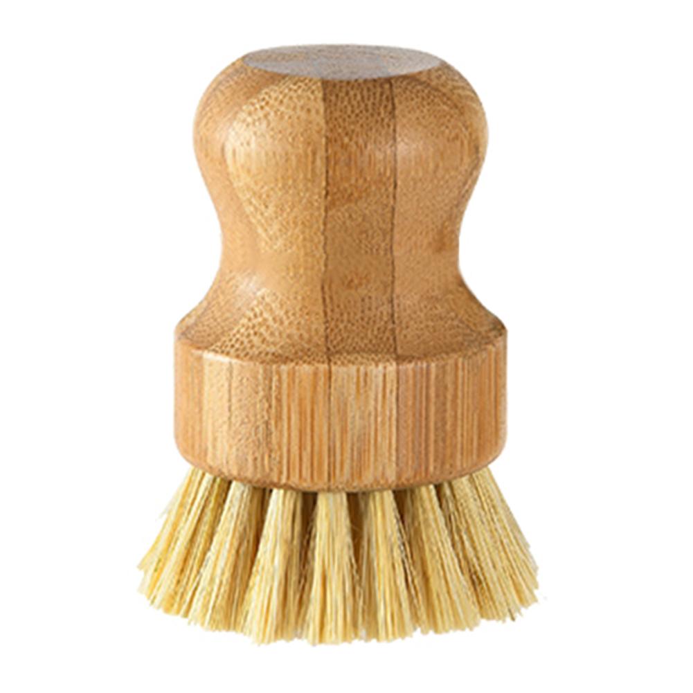 Pot de palmier brosse bambou rond Mini brosse à récurer naturel brosse à récurer nettoyage humide épurateur pour laver la vaisselle casseroles casseroles et légumes: Rouge