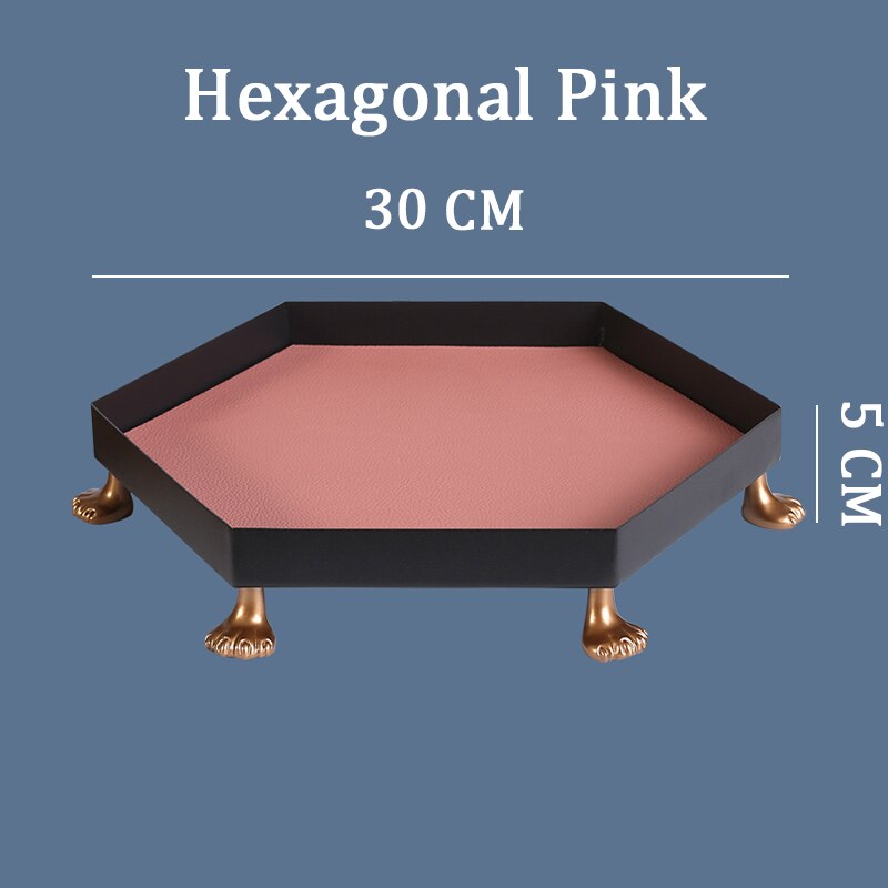 Metal Dice Storage Tray for DND Role Playing Table Games Dice Rolling Jewelry Cosmetic Storage Display Trays: Hexagonal Pink