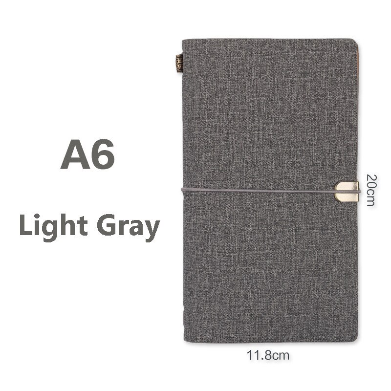 Faux Leather A6 Notebook Loose Leaf Paper Vintage Diary Travel Journal Sketchbook Planner Traveler's Notebooks School Stationery: Light Gray