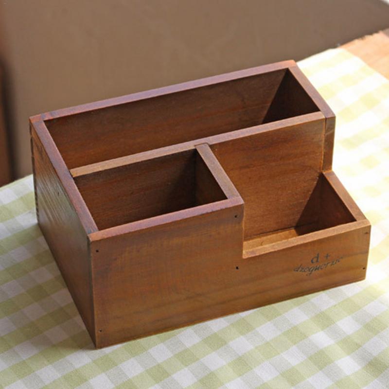 DIY Wooden Pattern Succulent Planter Flowerpot Container Box Desktop Remote Controller Storage Box Garden Outdoor Decor