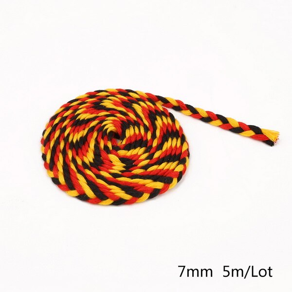5 meter längd 7mm färgade polyestersnören flätat rep diy svart vit tjockt dekorativt rep garnlåda dekor hantverk