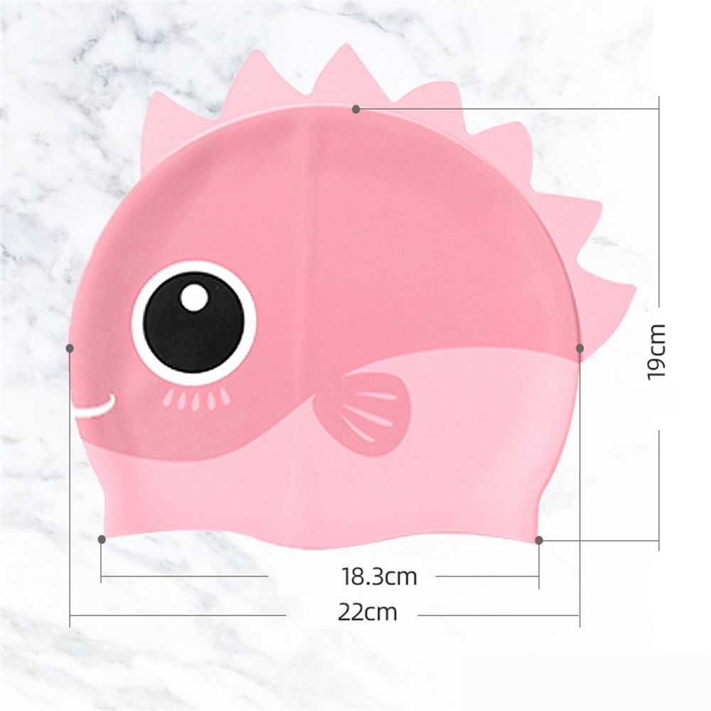 Childrens Waterproof Junior Cartoon Cap Shark Fish Character Swimming Cap Kids Swim Hat Silicone Swim Hat: pink