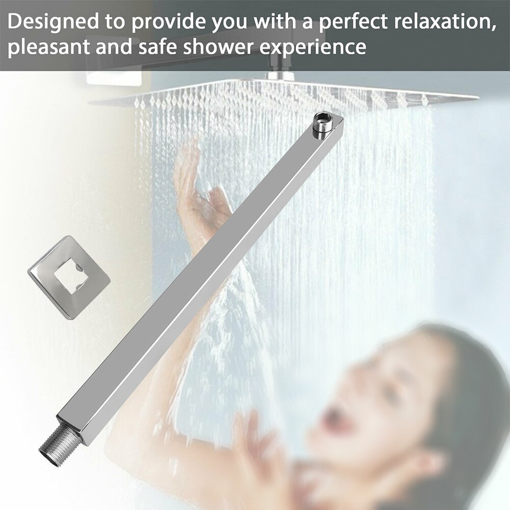 Shower Extension Arm Square Ceiling Rain Shower Head Stainless Steel Wall Mounted Extension Arm For Bathroom