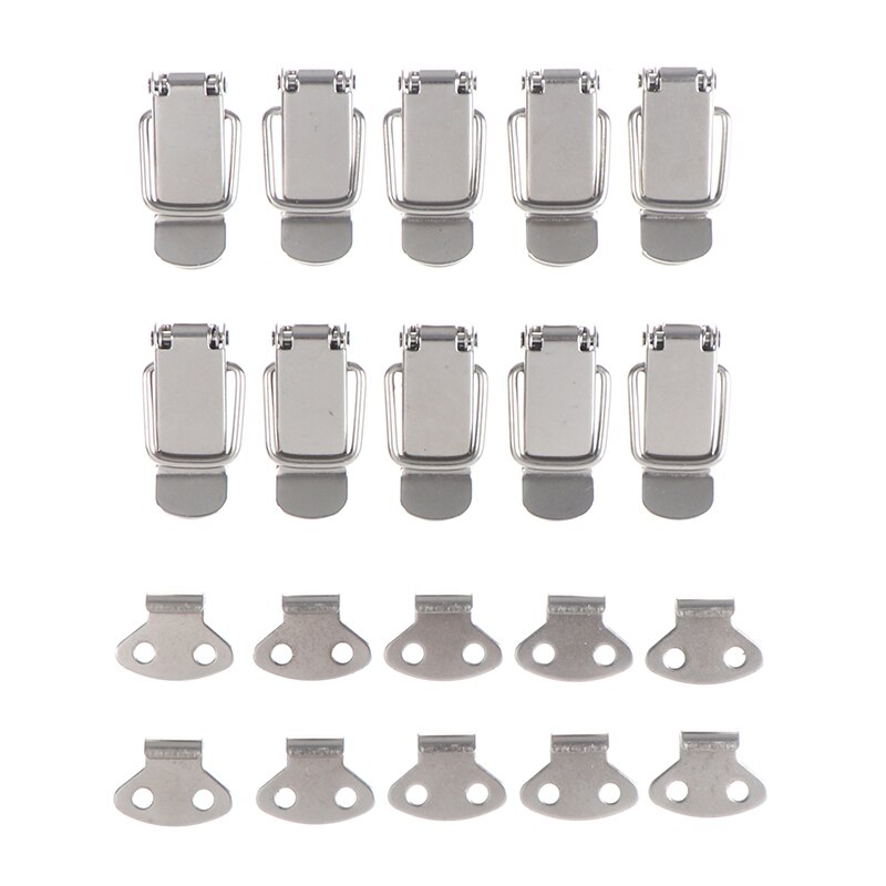 10set Cabinet Box Locks Spring Loaded Latch Catch Toggle 43*15mm Iron Hasps