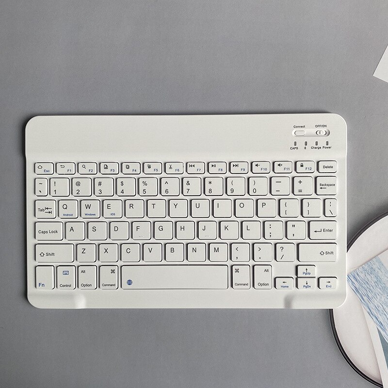 EAOR 80-key Mini Bluetooth Keyboard for iPad Tablet Rechargeable Slim Wireless Keyboard for Android iOS Windows Samsung Huawei: White-10 inch