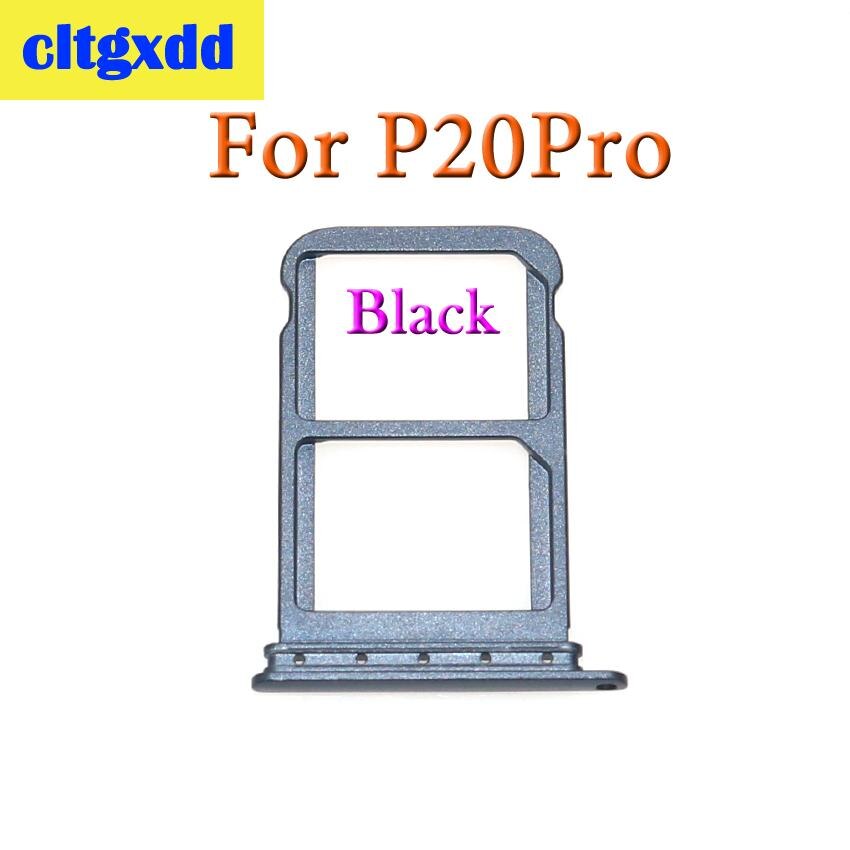 Cltgxdd 1 stk til huawei  p20 pro sim-kort bakkeholder slot adapter stik dobbelt sim beslag reservedele: Sort