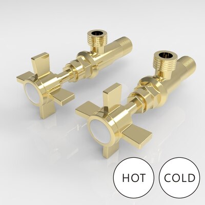 Bathroom Angle Filling Valve Faucets Gold Chrome Kitchen Cold Mixer Tap Accessories Standard G1/2 Threaded Europe Style: pair gold