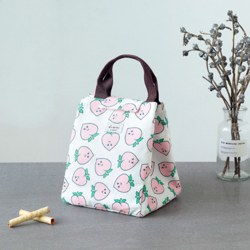 Bærbar termisk matpose med stor kapasitet sammenleggbar gjenbrukbar matpakke i lerret reisemat veske termopose matboks kvinner menn: E