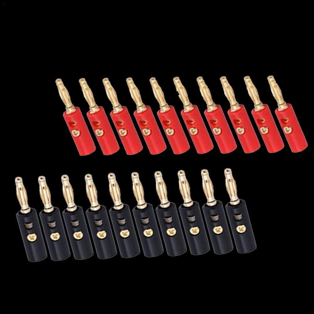 10Pcs Banaan Pluggen Audio Speaker Schroef Banana Goud Stekkers Voorraad Zwarte Plaat Connectors Facotry In Red Speaker 4mm Banan Z1F6