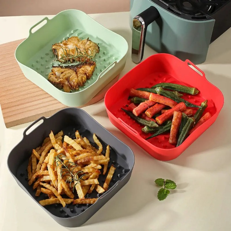 Silicone Air Fryer Silicone Baking Tray Square Microwave Oven Baking Chicken Tray Square Baking Pad