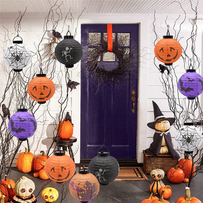1PC Halloween Pumpkin Round Chinese Paper Lantern Party Decor Craft DIY Hanging Lantern Ball Party Scary Supplies U3