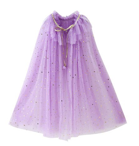 Mädchen Prinzessin Party Kostüm Kordelzug Pailletten Tüll Cape Mantel Halloween Kleid Up Mantel für Prinzessin Elsa Jasmin Sofia Blau: Purpurrot / S  100-110CM