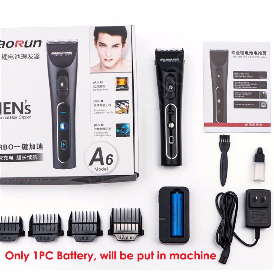 Black Electric Hair Trimmer Rechargeable Hair Clipper Haircut Beard Trimmer Razor for Adult Men 110-240V