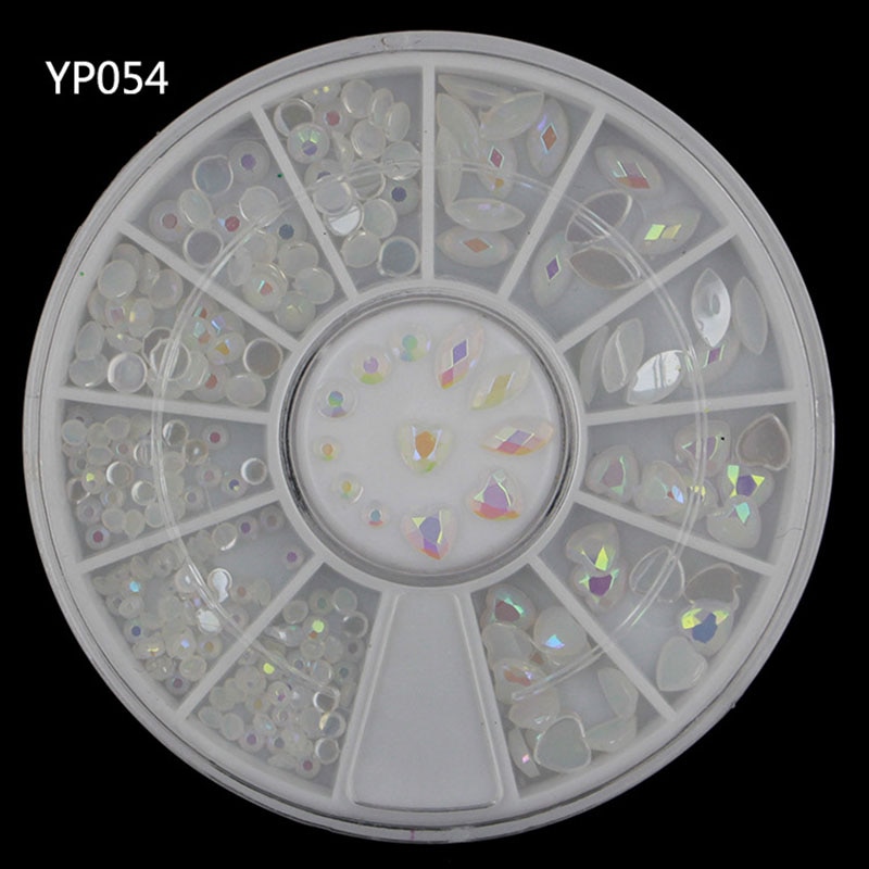 1 Box DIY Chameleon Stone Opal Nail Rhinestones White AB/Pink AB/Purple AB/Blue AB Flat Back Gem 3D Nail Art Decoration In Wheel