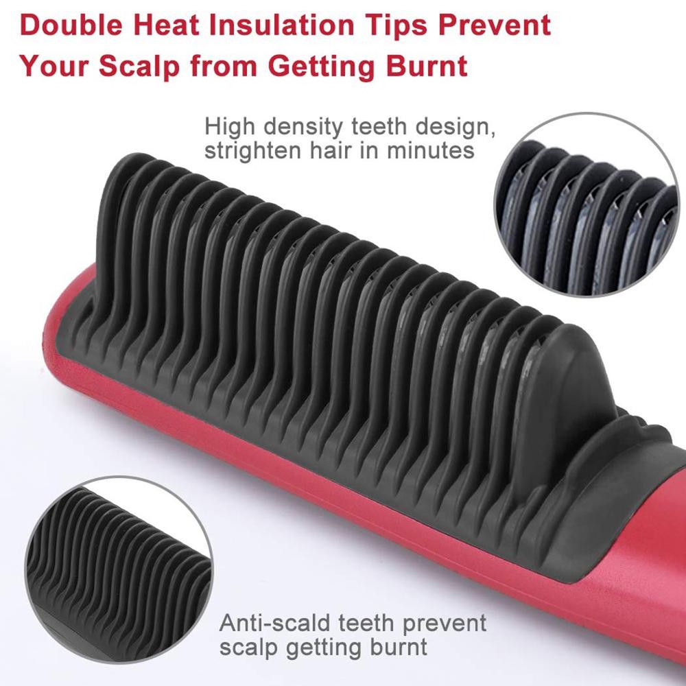 Duurzame Elektrische Steil Haar Kam Borstel Lcd Verwarmd Keramische Haar Baard Rechttrekken Borstel Us Eu Plug Stijltang