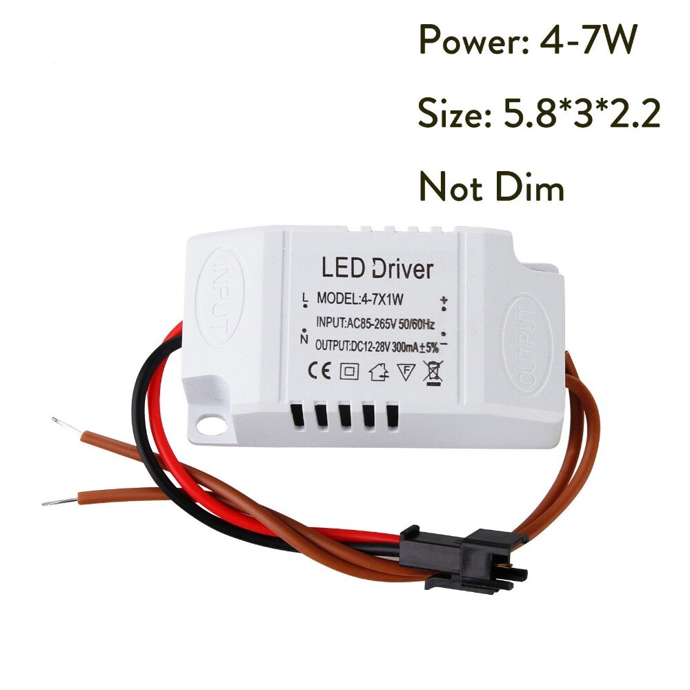 Led konstant driver 85-265v 1-3w 4-5w 4-7w 8-12w 18-24w 300ma strømforsyning lystransformatorer til led-loft downlight-belysning: 4-7w