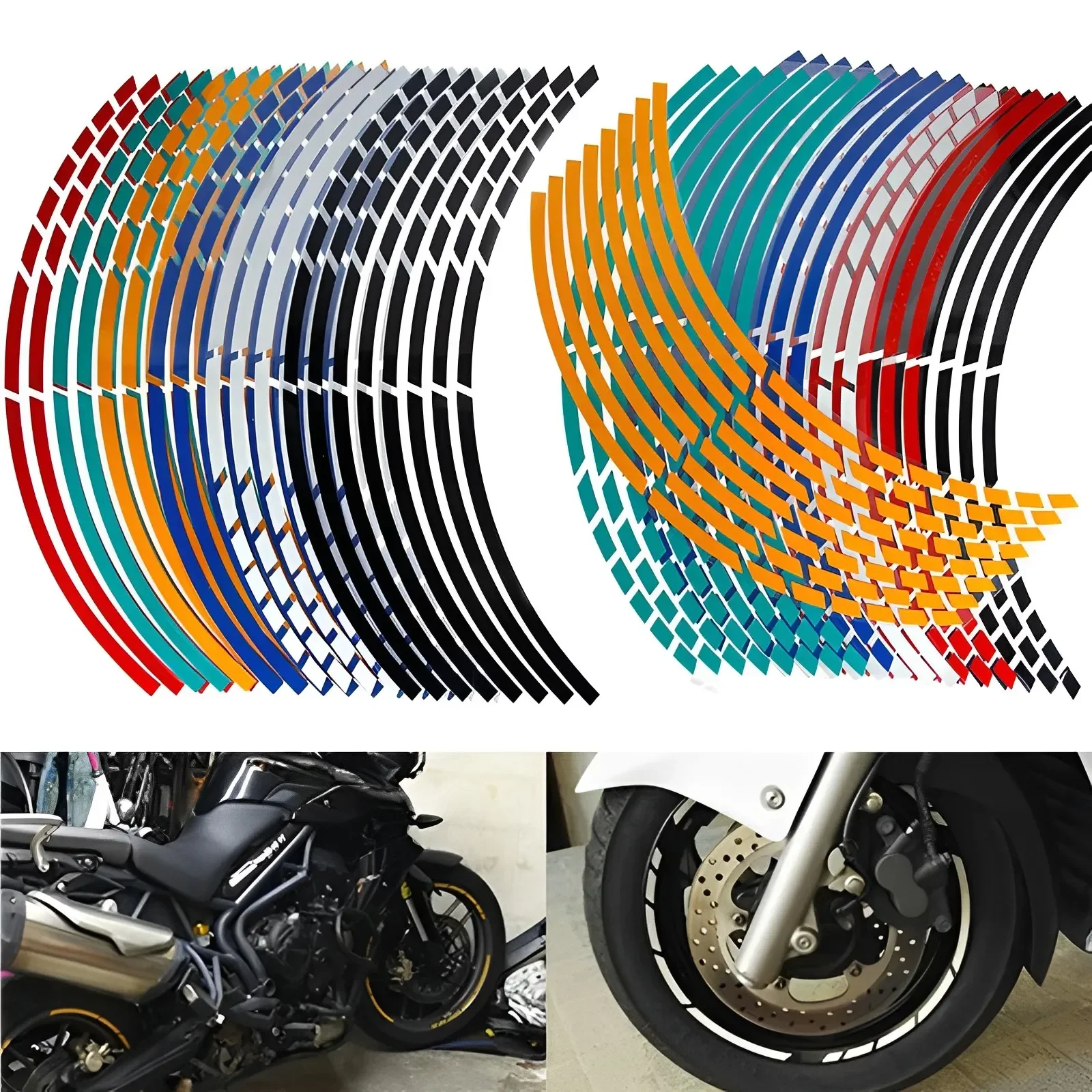 16 pezzi decalcomanie per pneumatici per auto moto strisce di rivestimento adesivo riflettente universale per ruota di bici nastro per cerchioni moto impermeabile 17 "18"