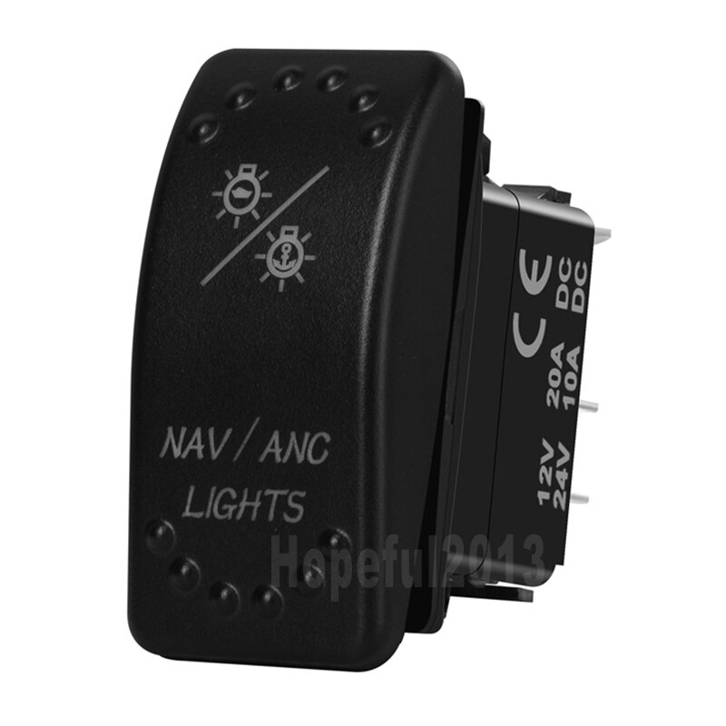 12V/24V Waterdichte IP66 Auto Boot Groene Led Dpdt 7 Pin On/Off/On Nav/Anc Lichten Rocker Schakelaar Vervangen Voor Carling Arb Stijl