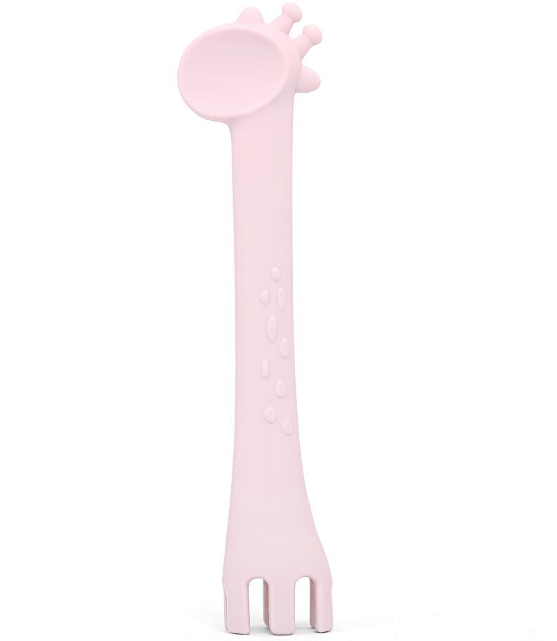 Bandeja de alimentación de silicona antideslizante para alimentos, con bonitos dibujos de animales, pato, bandeja para comida, soporte para comida para bebé, niño pequeño, Chico, cuenco para niños: pink spoon