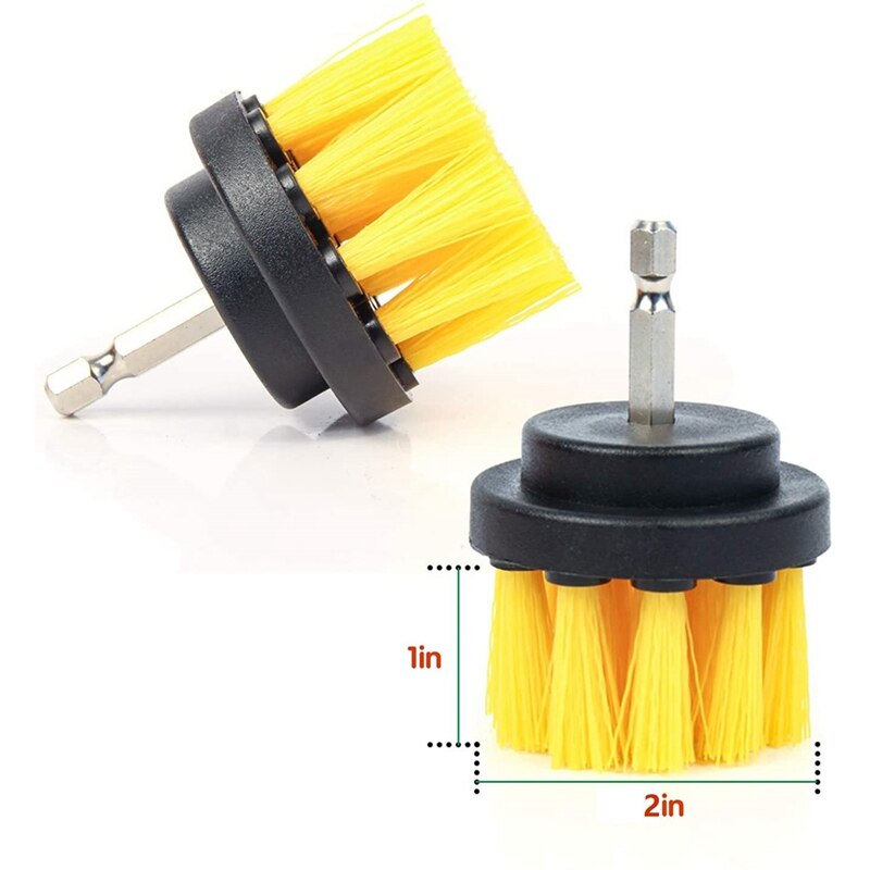 Premium Drill Brush, Rigid, Red, 3 pcs. SET, 13 cm. Professional Power Scrubber. Do not scratch surfaces. Suitable for Garage, Brick, Outdoor Tiles