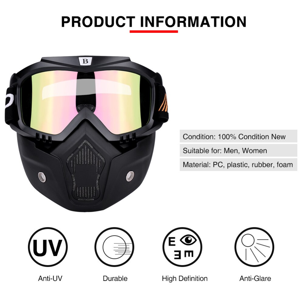 Masque de casque ouvert pour moto et Motocross, lunettes Anti-brouillard détachables, anti-éblouissement, coupe-vent pour de nombreux types de casques