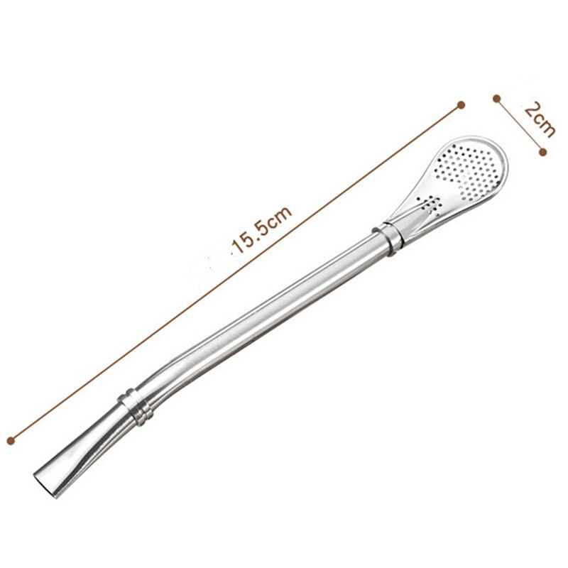 De acero inoxidable pajita para beber Filtro de té cuchara práctica Bar bebidas Accesorios: with ring