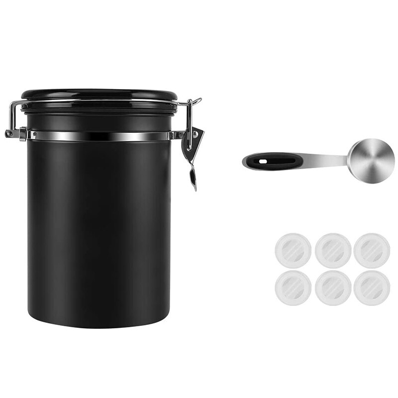 Coffee Canister,Stainless Steel Airtight Coffee Bean Storage Container with Scoop, Large Capacity,Date Tracker: Default Title