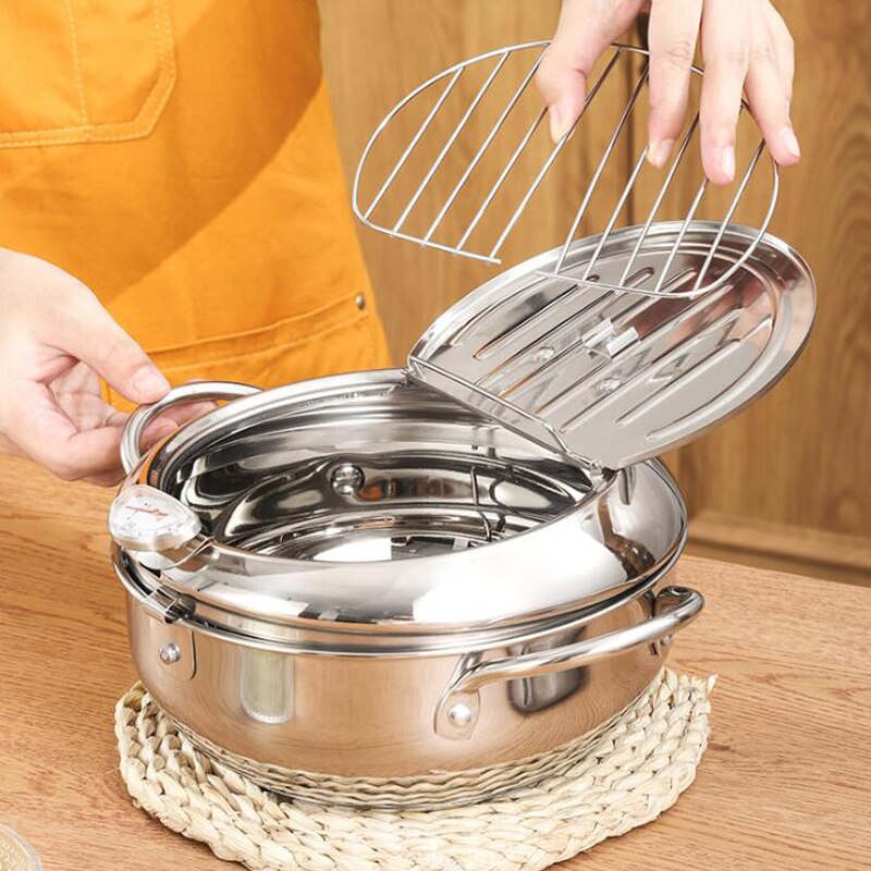 Non stick tempura frituregryder tempura frituregryde stegegryde induktion komfur universal stegt kyllingekande madlavningsredskaber køkkenredskaber