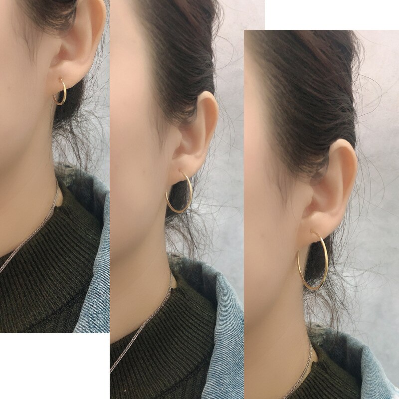 La monada minimalistische creolen für damen, silberfarben, für gestochene ohren, 925er -einstellen, schmuck für frauen, mädchen und studentinnen