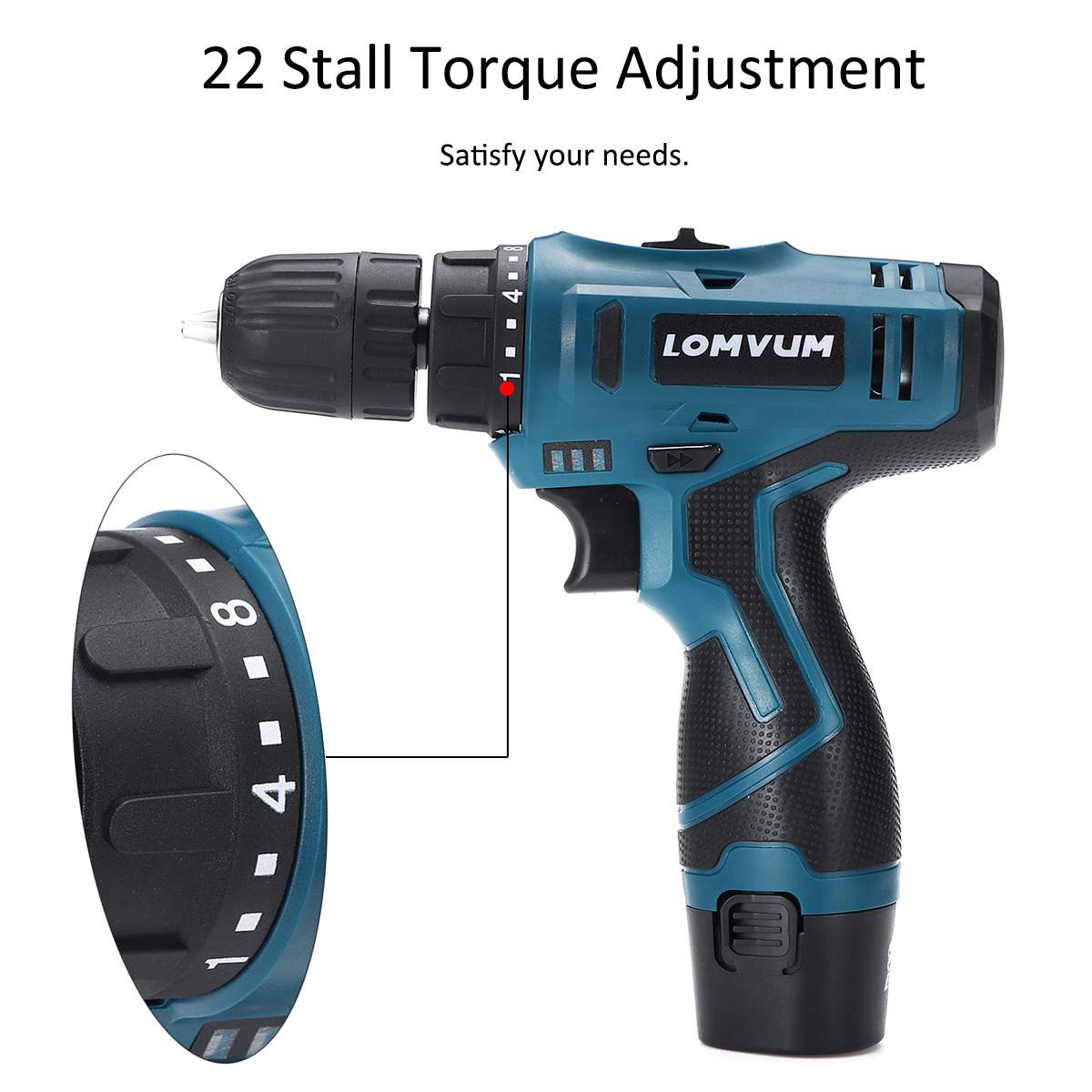 Rechargable Electric Drill Cordless Screwdriver Two-speed Adjustable Cordless Drill Electric Screwdriver Drill With 2 Battery