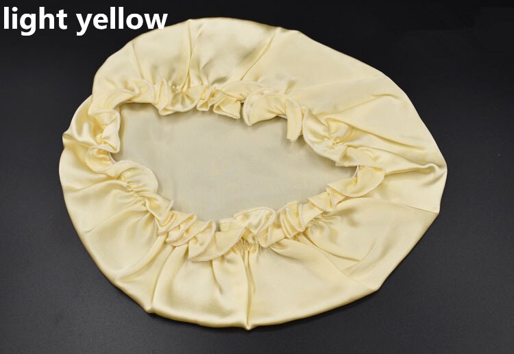 100% Mulberry Seide Kappen für Schlaf Komfortable Weiche Seide Nacht Kappe Hüte Bonnet Beanie Hut Solide Farbe Freies: light yellow