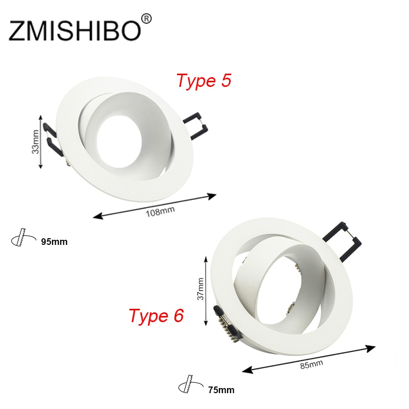 ZMISHIBO LED Downlight 75mm 90mm Cut Gat Verzonken Plafond Spot Lamp Fitting Frame Lamp Vervangbare MR16 GU5.3/ GU10/E27 Sockets