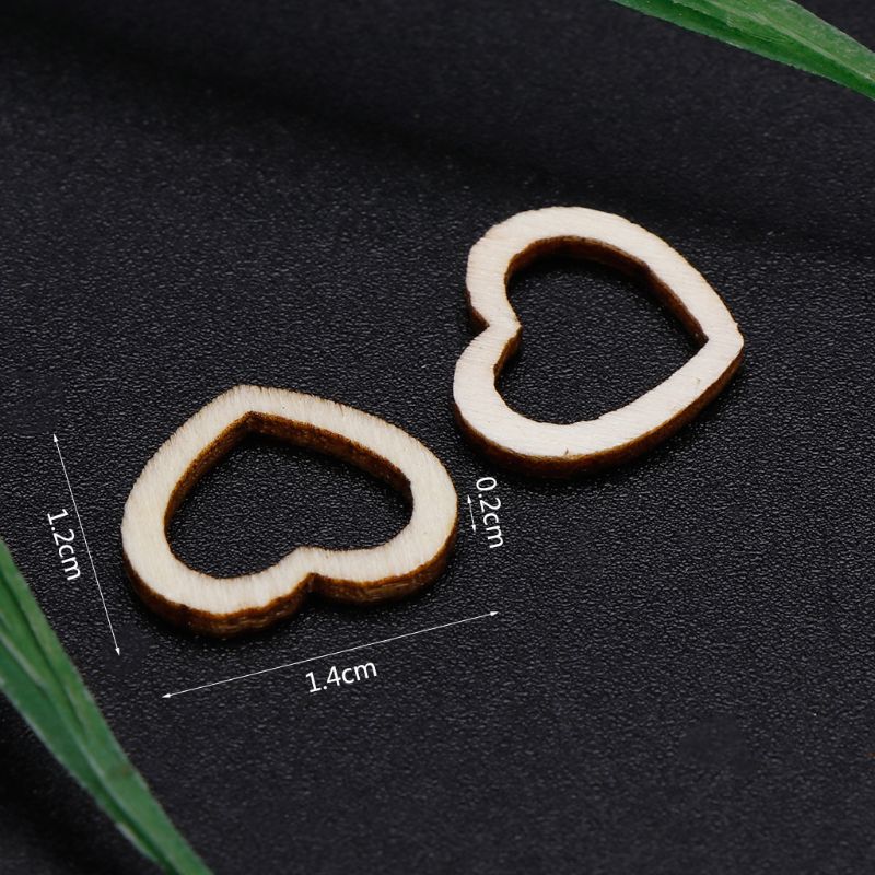 50pcs Hollow Wooden Heart Love Rustic