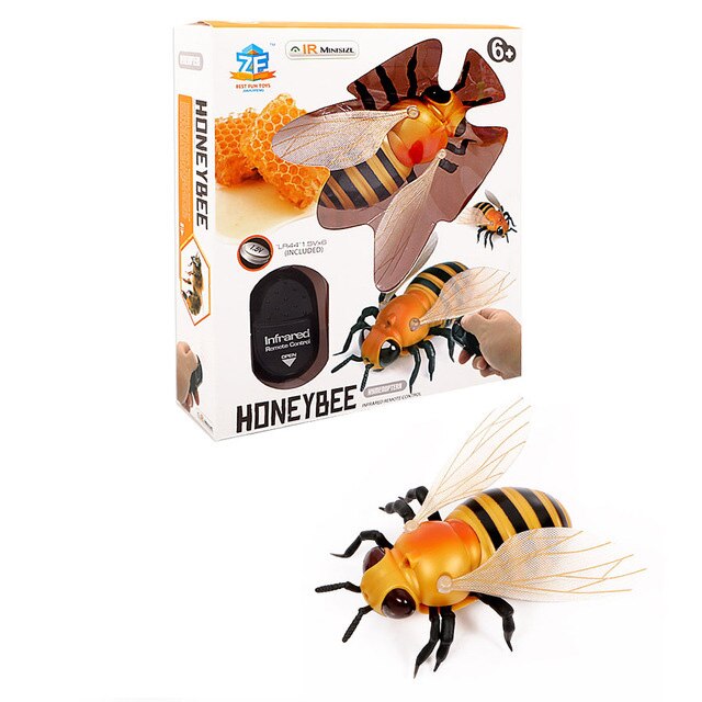 RC Insects Model Simulation RC Infrared Induction Insect Toys Scary Tricky Fly Bee Ladybug Toy: Bee with Box